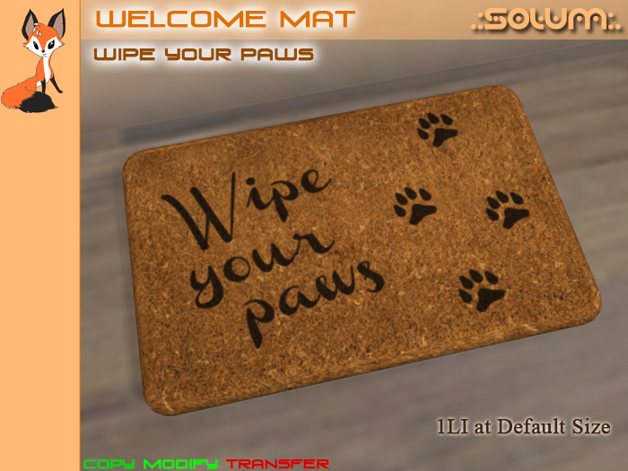 Second Life Marketplace .Solum. Wipe Your Paws Mesh Mat for